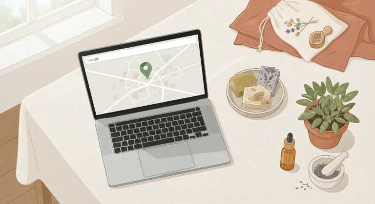 Handmade soap maker setting up a Google Business Profile listing